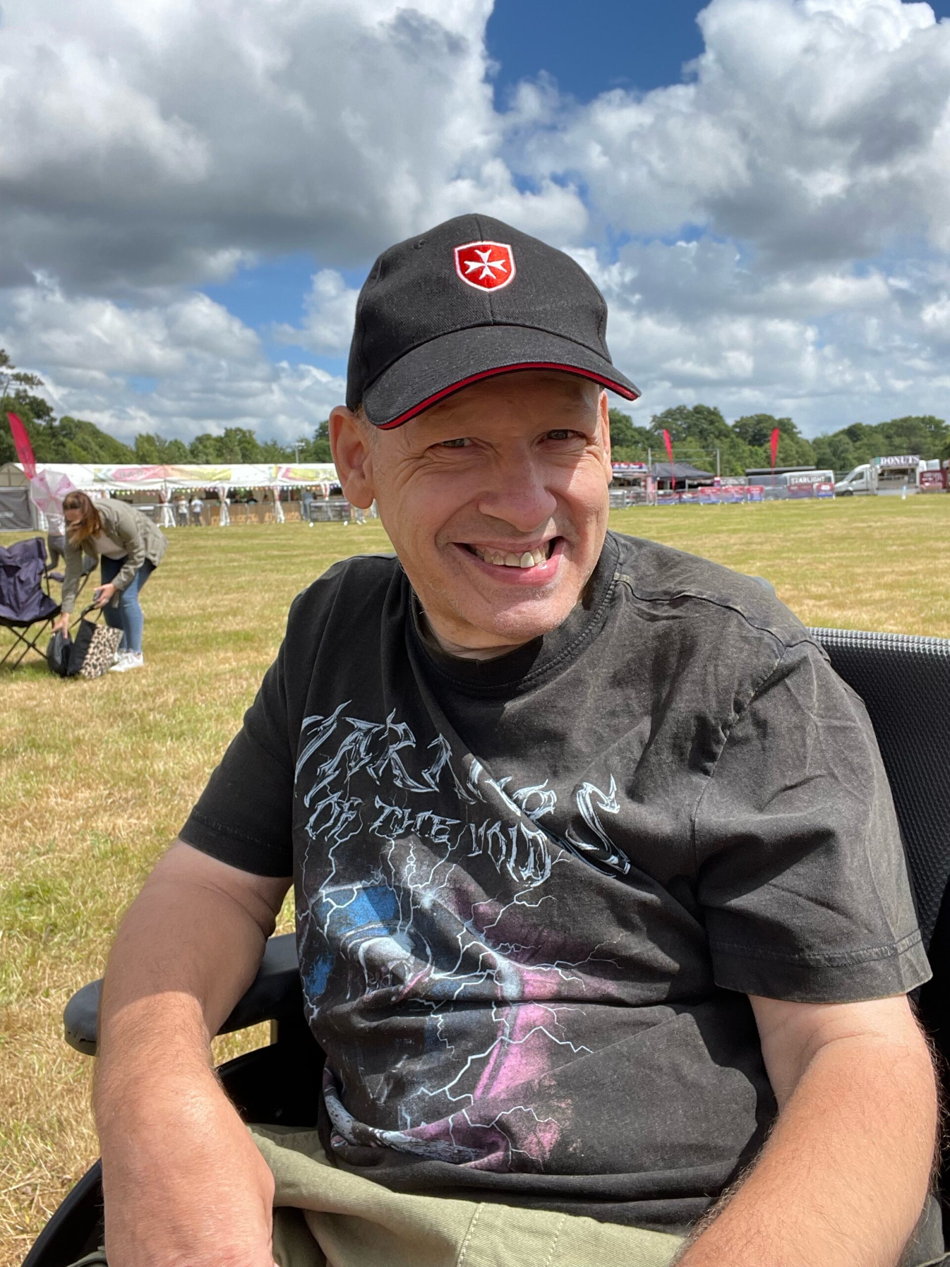 Simon Pugsley from Roman House pictured in his wheelchair attending Legends Festival