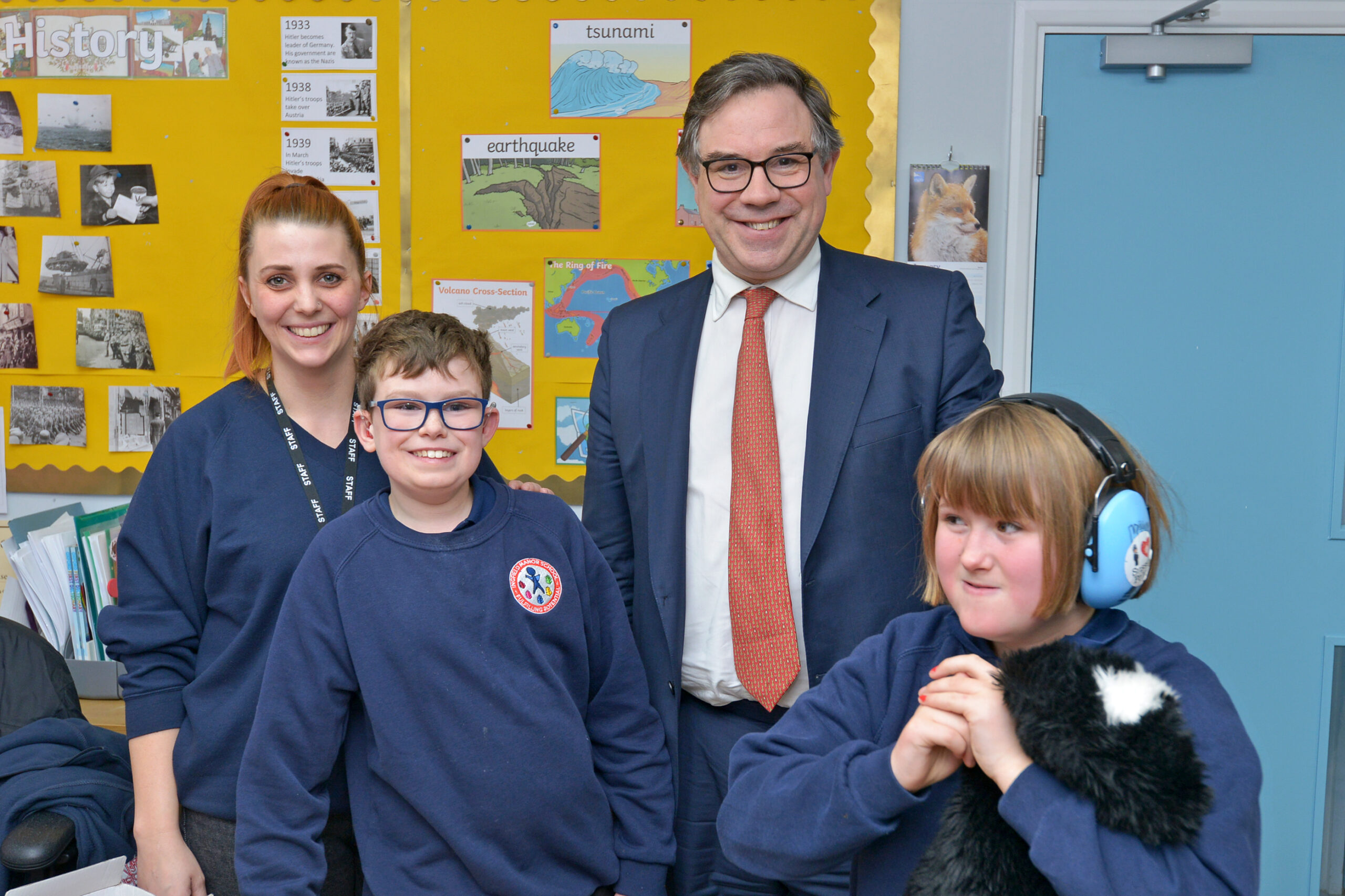 Students and staff at Ingfield Manor School meeting MP